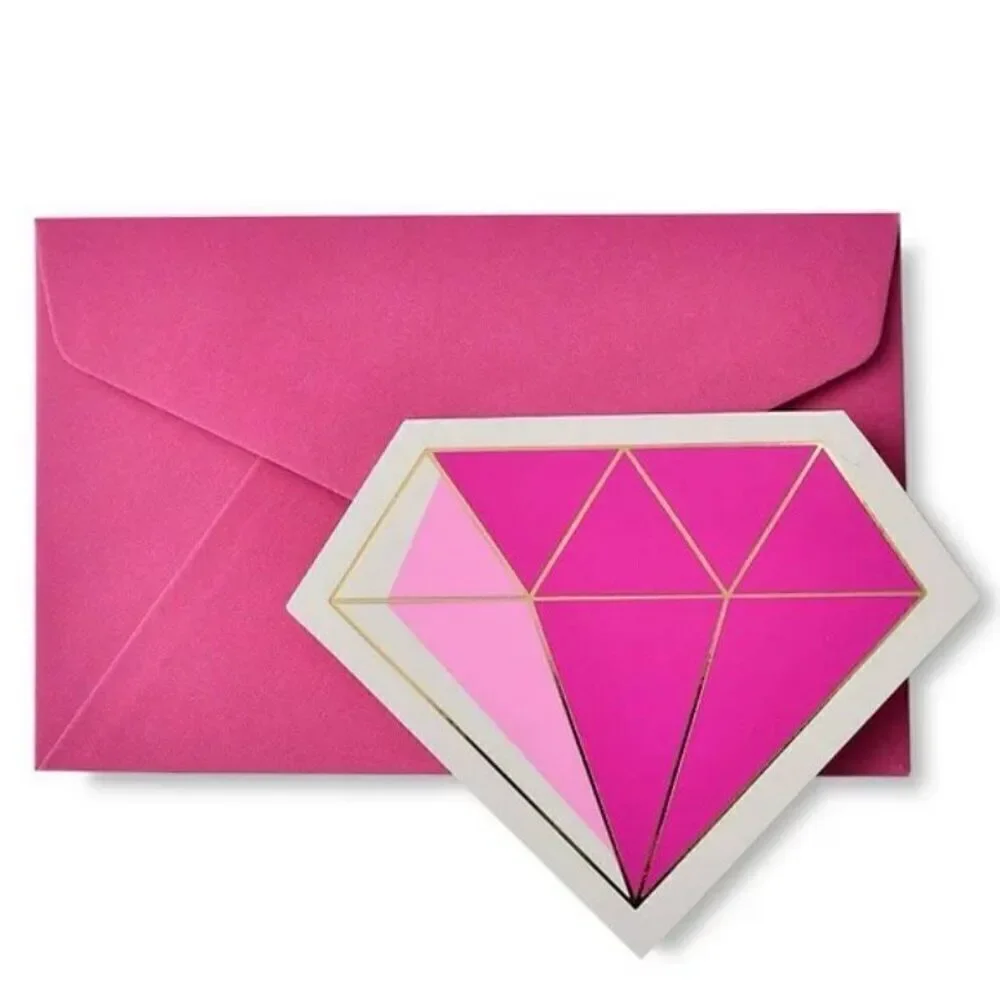 NWT W box Zoomerang 16 Gold Foil & Jewel Tone Diamond Note Cards & envelopes